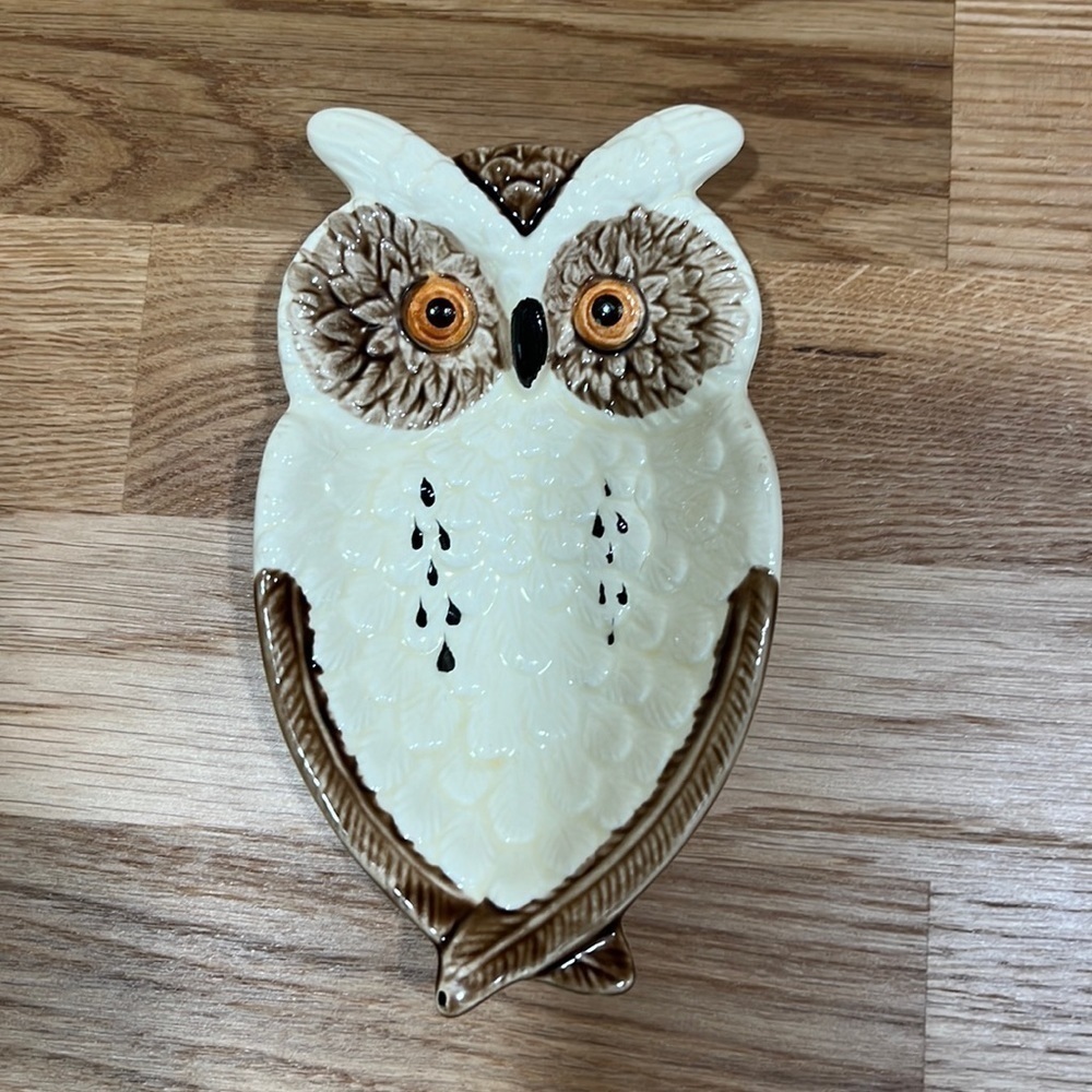 Vintage Owl Boho Mid Century Modern Cottagecore Stoneware Decorative Dish